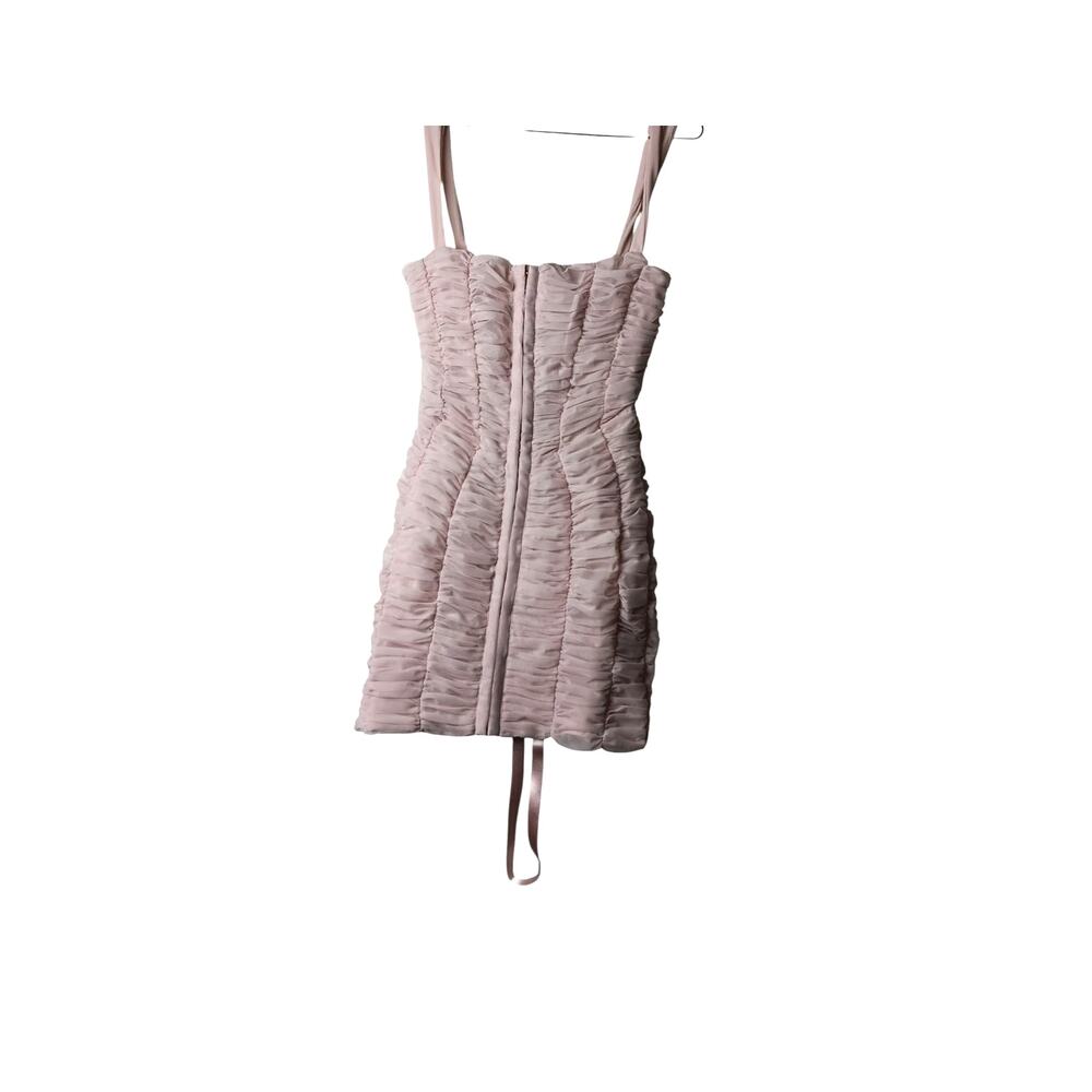New with Tags House of CB Cate Ruched Mesh Mini Dress Pink Size M - Picture 4 of 15